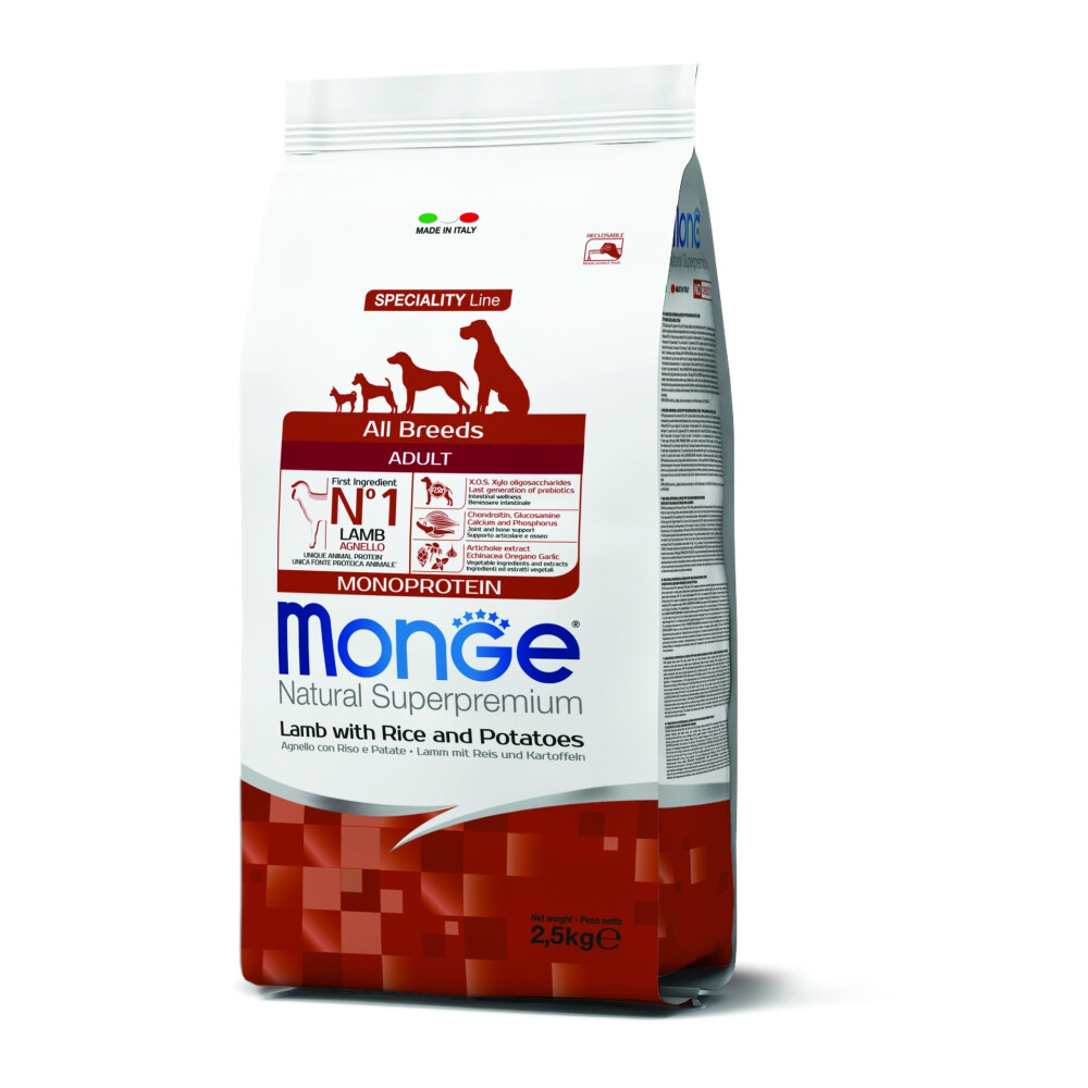 MONGE MONOPROTEÍNA ALL BREEDS ADULT LAMB 2.5 KG MONGE MONOPROTEÍNA ALL BREEDS ADULT LAMB 2.5 KG
