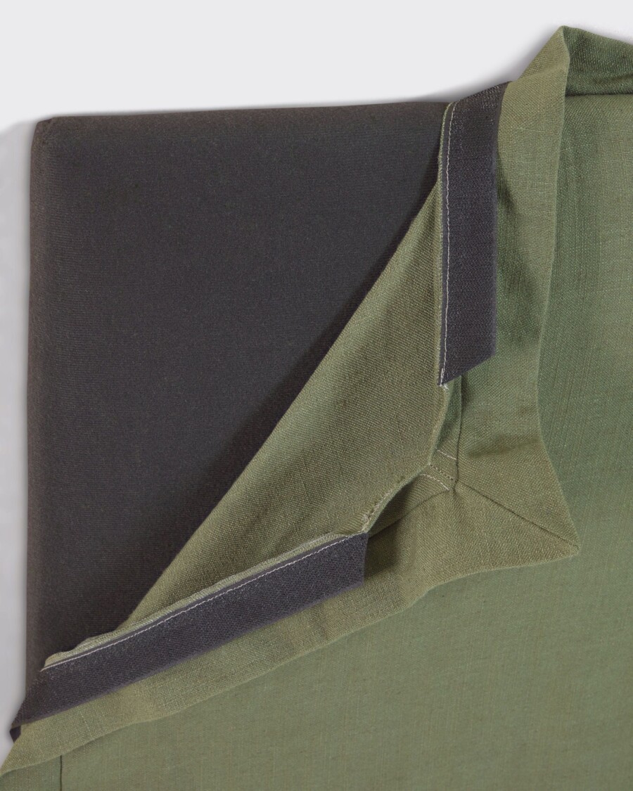 Cabecero desenfundable Tanit de lino verde para cama de 180 cm