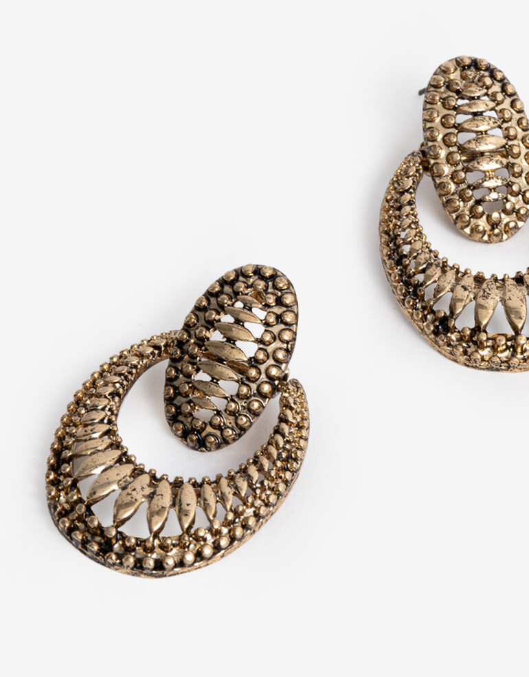 Aros Colgantes Cortos Color Aros Colgantes Cortos Antique Gold - Dorado Antique Gold