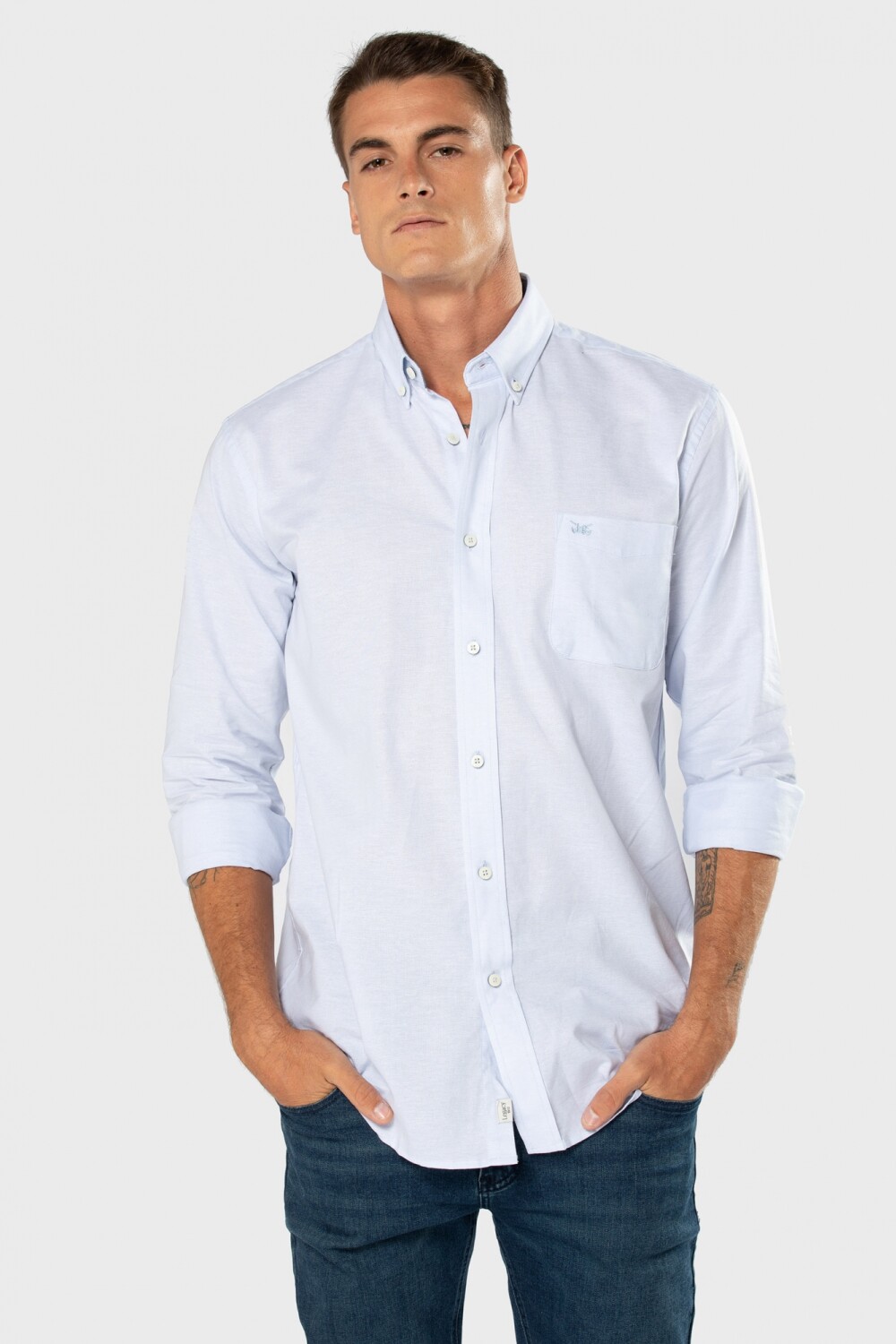 CAMISA LISA OXFORD Celeste