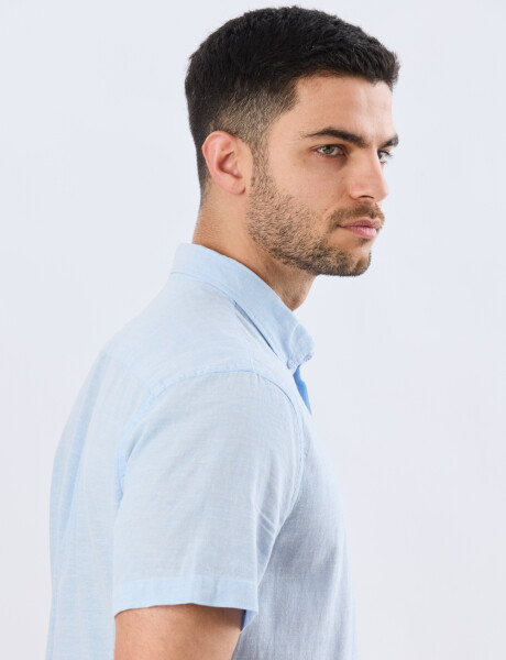 CAMISA LISA DE LINO Celeste