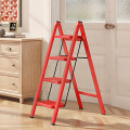 Escalera De 4 Escalones Antidezlisante Y Plegable Rojo