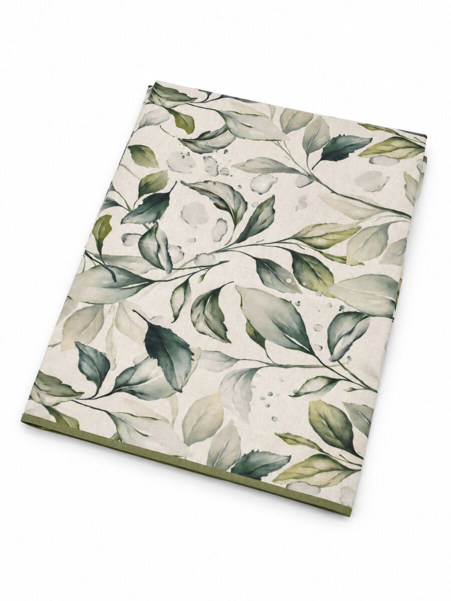 MANTEL ESTAMPADO HOJAS - VERDE 
