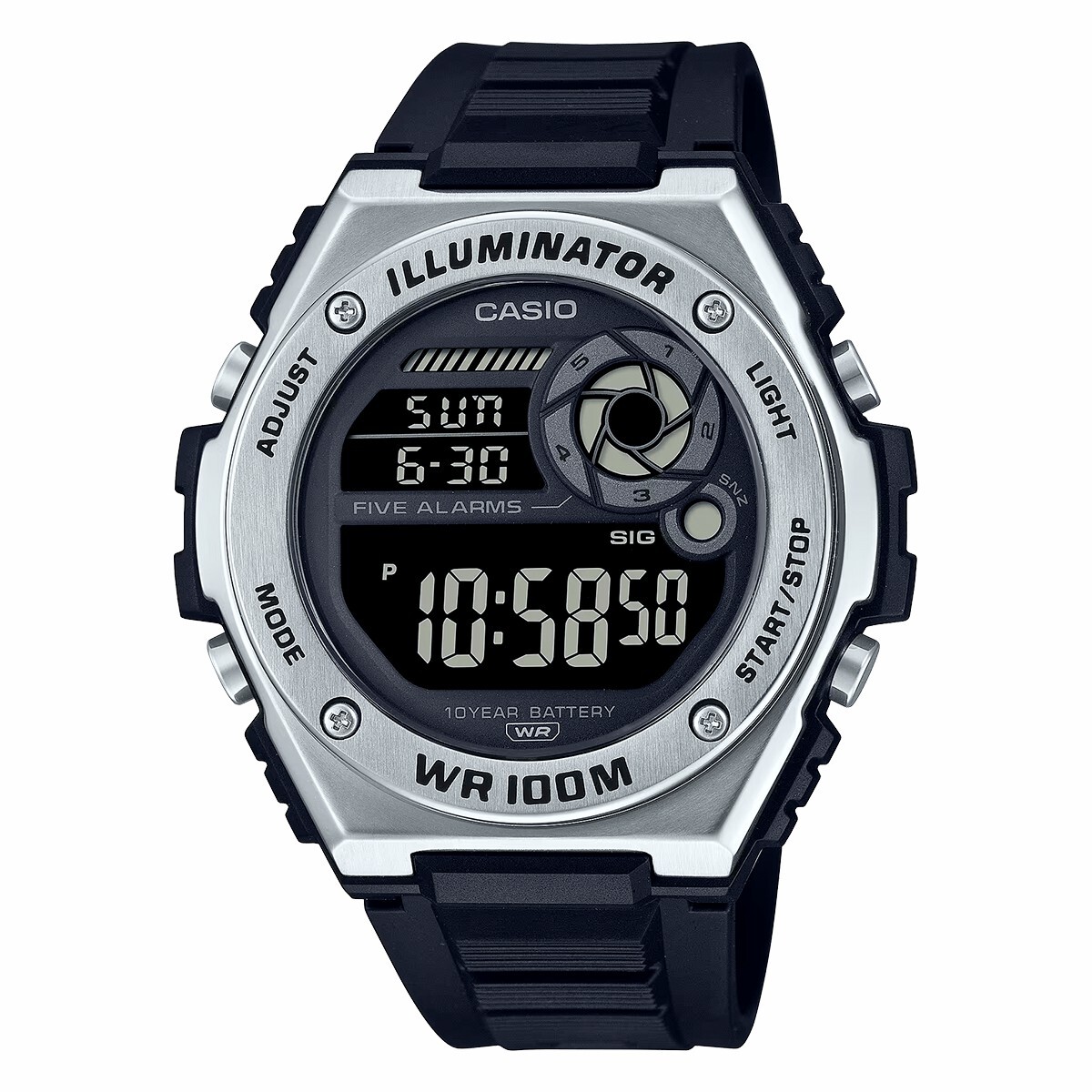 Reloj CASIO MWD100H-1BVDF en Resina Negro Esfera 44mm 