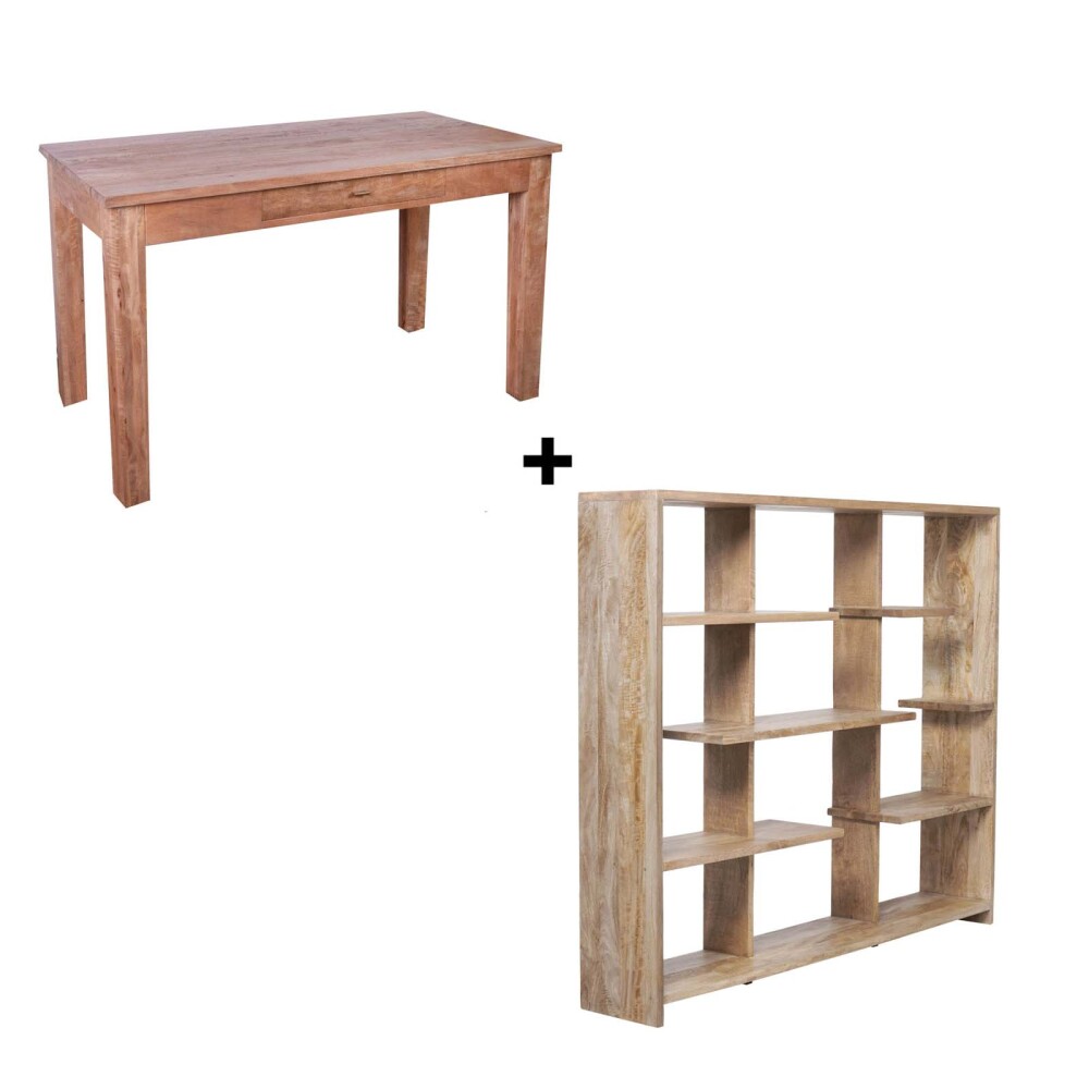 ESCRITORIO + BIBLIOTECA MADERA DE MANGO
