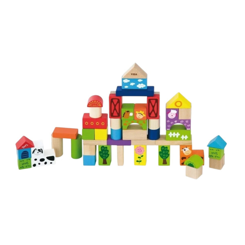 Bloques Madera Granja VIGA 50 Piezas Bloques Madera Granja VIGA 50 Piezas