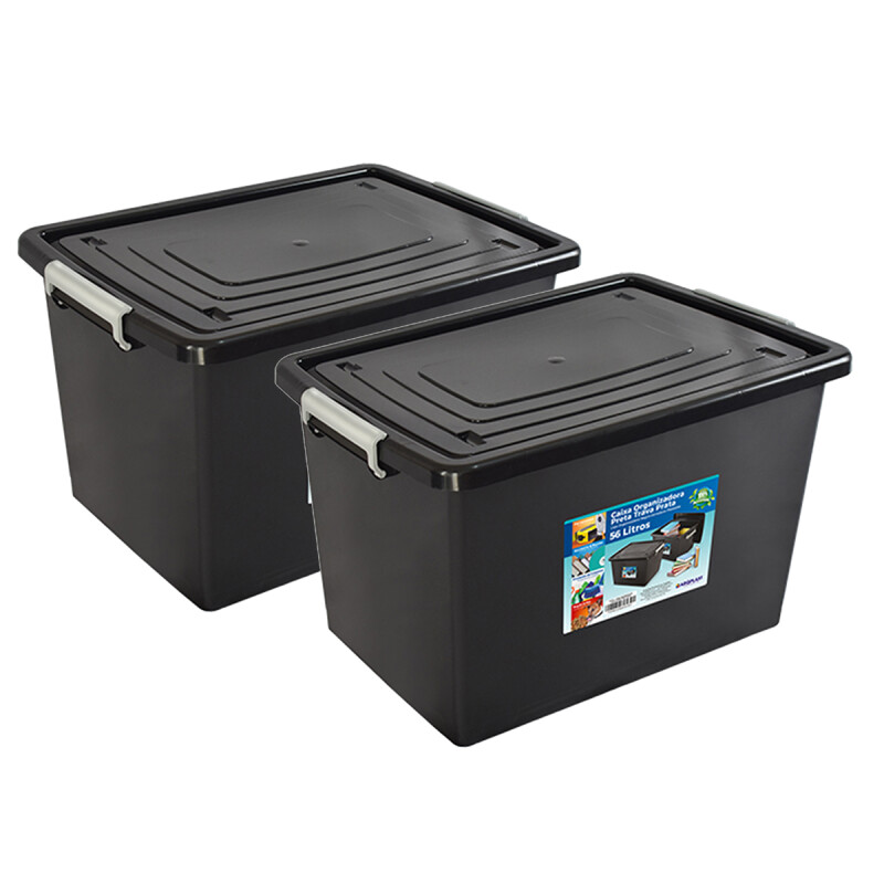 Set x2 caja organizadora 56 lts NEGRO