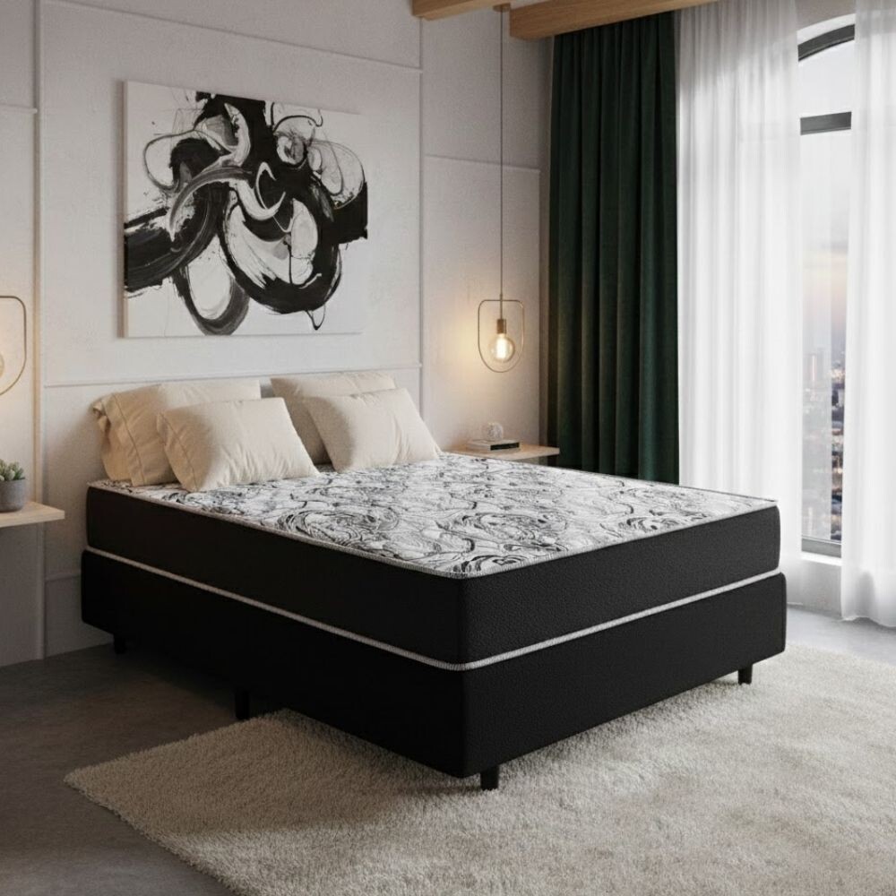 SOMMIER 2 PLAZAS BASE CAMA COLCHÓN REVERSIBLE ANTIÁCAROS SOMMIER 2 PLAZAS BASE CAMA COLCHÓN REVERSIBLE ANTIÁCAROS