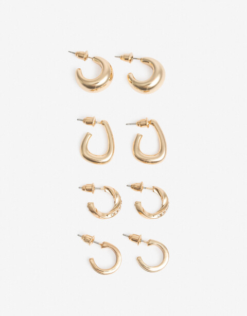 Aros Argollas Set Metal Set De Argollas - Dorado