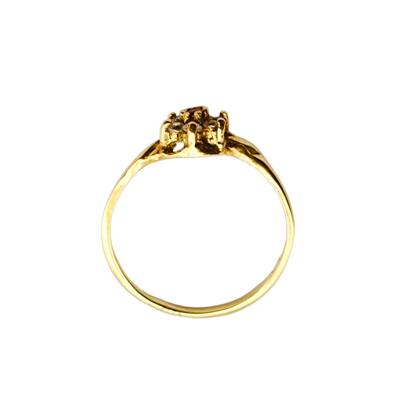 Anillo Flor-Oro Bajo-Piedra Rubi y Zirconias-AN8142 conpiedra
