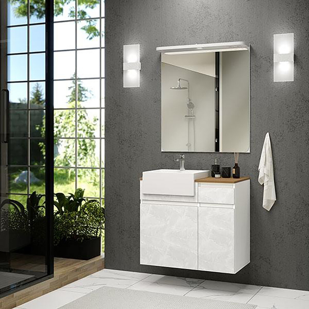 CONJUNTO DE BAÑO MODELO CORA 80 CM / MUEBLE + BACHA + ESPEJO Conjunto De Baño Modelo Cora 80 Cm / Mueble + Bacha + Espejo