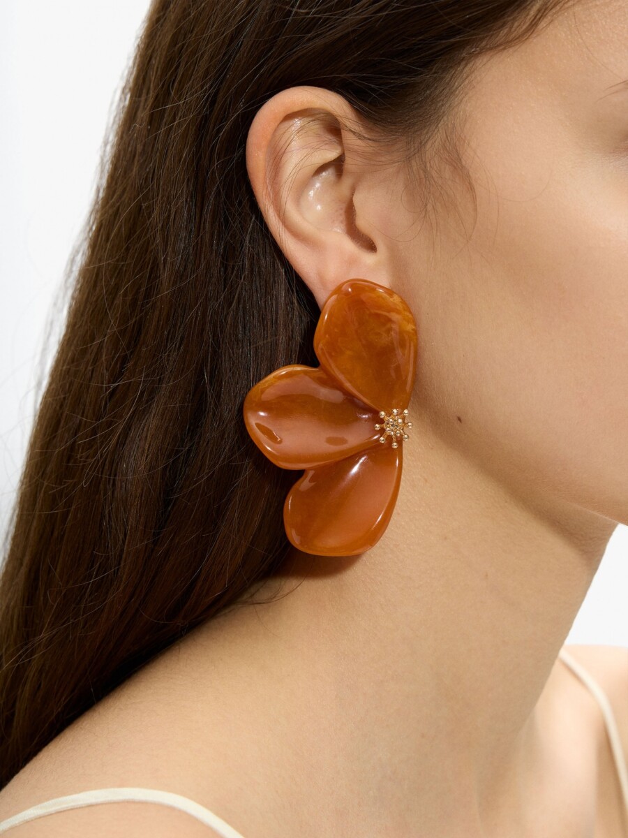 Pendientes Maxi Media Flor naranja