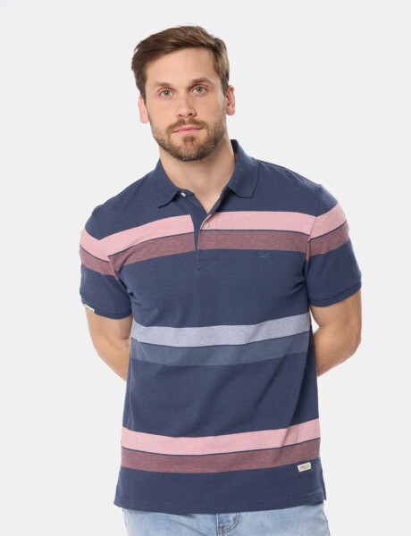 REMERA POLO RAYADA Azul