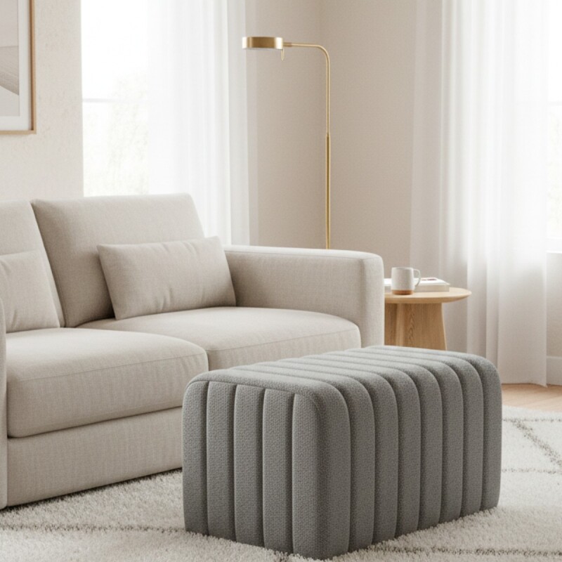 PUFF FELPUDO GRIS 60X40X43CM Unica