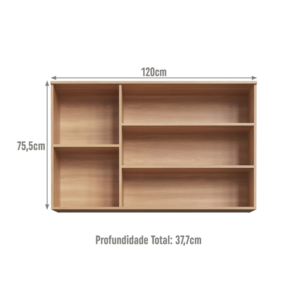 Módulo aéreo ALICE 1,20 m, 3 puertas ripadas, color Freijó Módulo Aéreo Alice 1,20 M, 3 Puertas Ripadas, Color Freijó