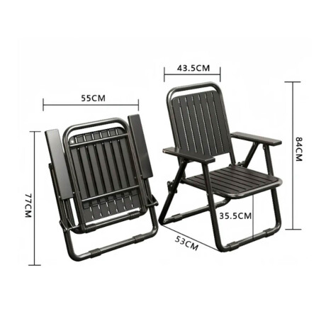 Set X4 Silla Plegable Metal Jardín Patio Exterior Negro