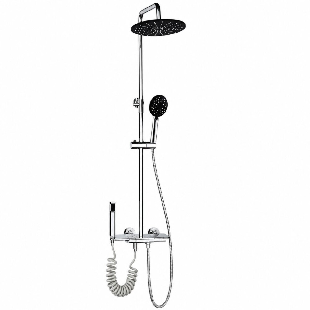 Barral de ducha cromado con botones y ducha higiénica GC Barral De Ducha Cromado Con Botones Y Ducha Higiénica Gc