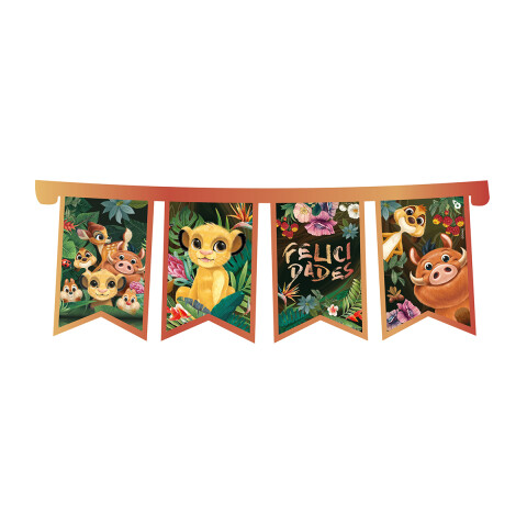 Cotillón Banderín Cartel Felicidades Animalitos de la Selva Disney 150 cm U