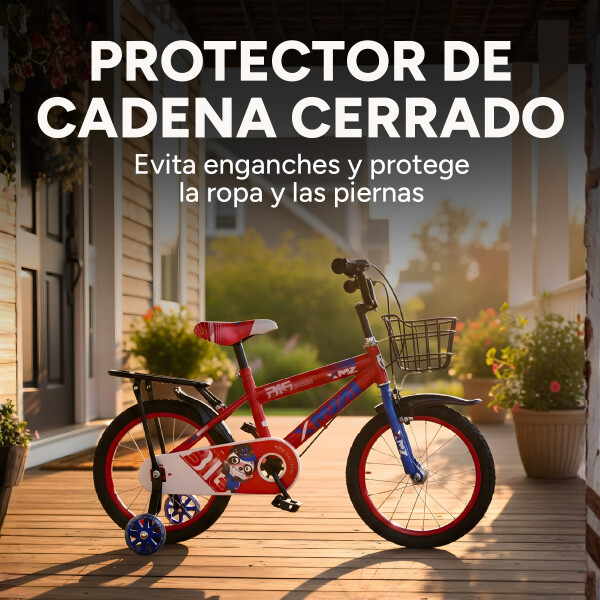 Bicicleta Infantil XMZ Rodado16 Canasto Parrilla Guardabarro Rojo 1