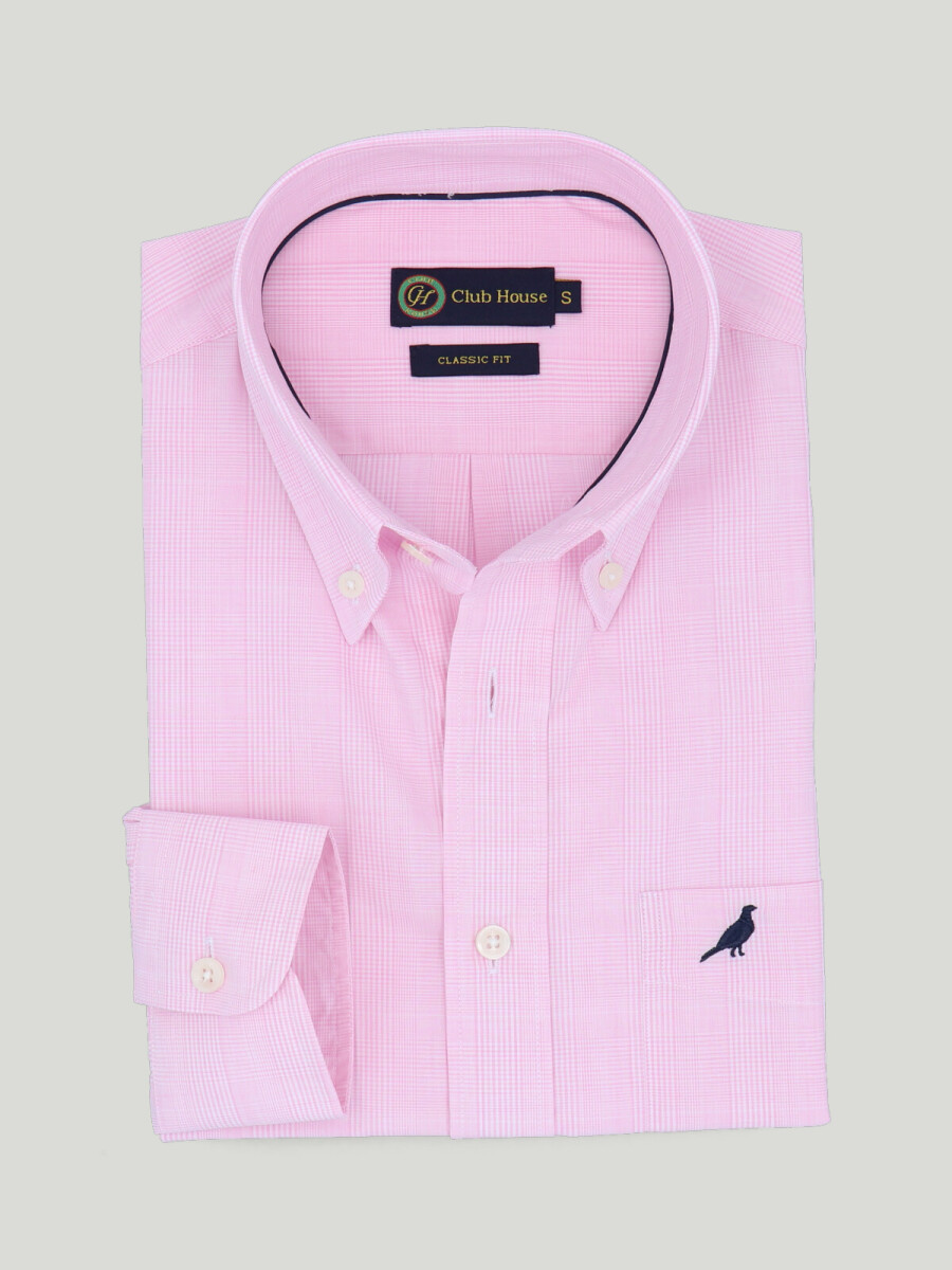 Camisa Button Down Classic Fit - Cuadros rosa 
