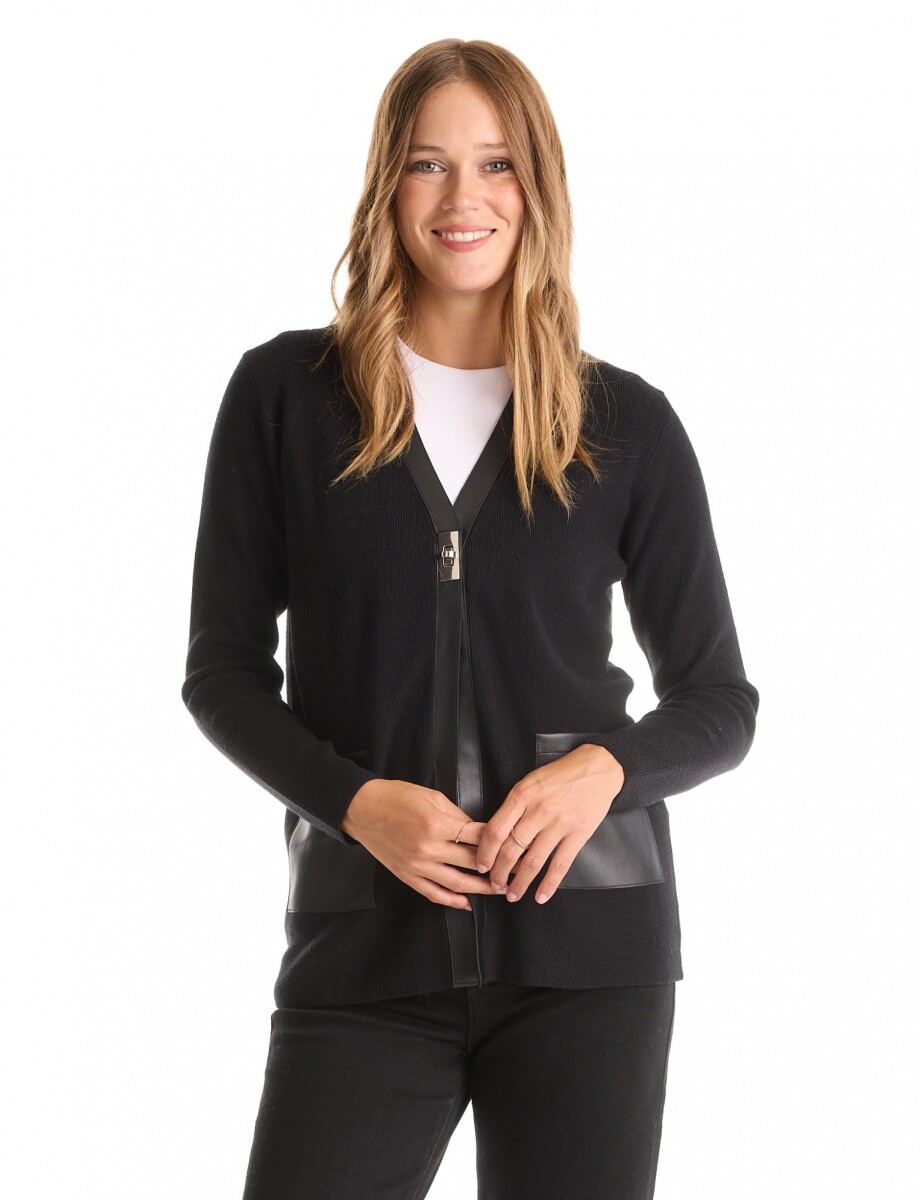 Cardigan Combinado S - Negro 