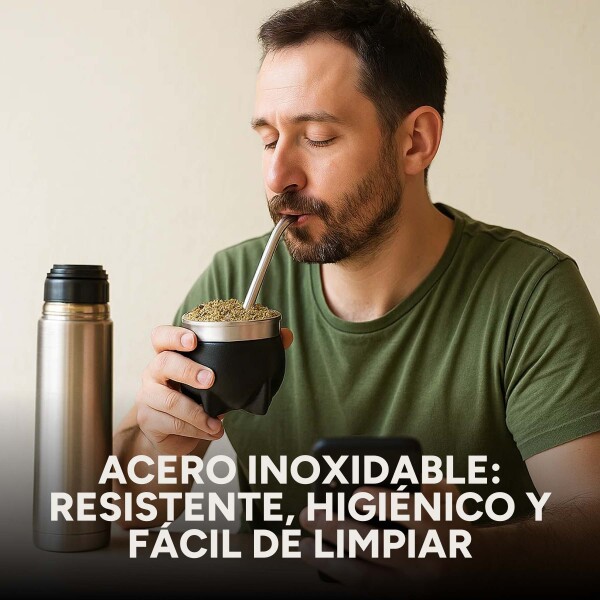 Mate Clásico de Acero Inoxidable Diseño Clásico Duradero Color Negro