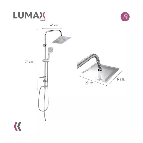 Barral columna cuadrada de ducha Acero Inox Ajustable Jabonero Barral columna cuadrada de ducha Acero Inox Ajustable Jabonero
