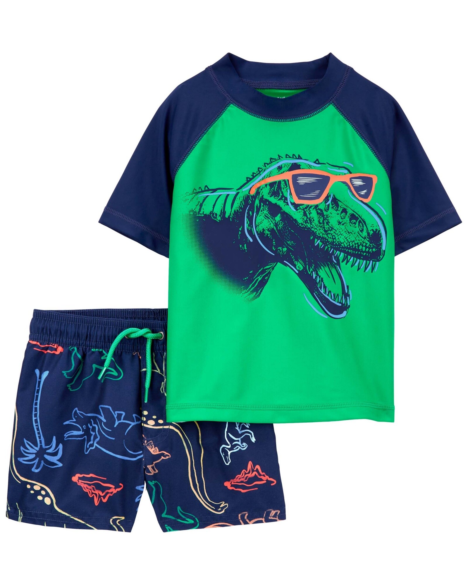 Traje de baño dos piezas con protección UPF 50+ diseño dinos Sin color