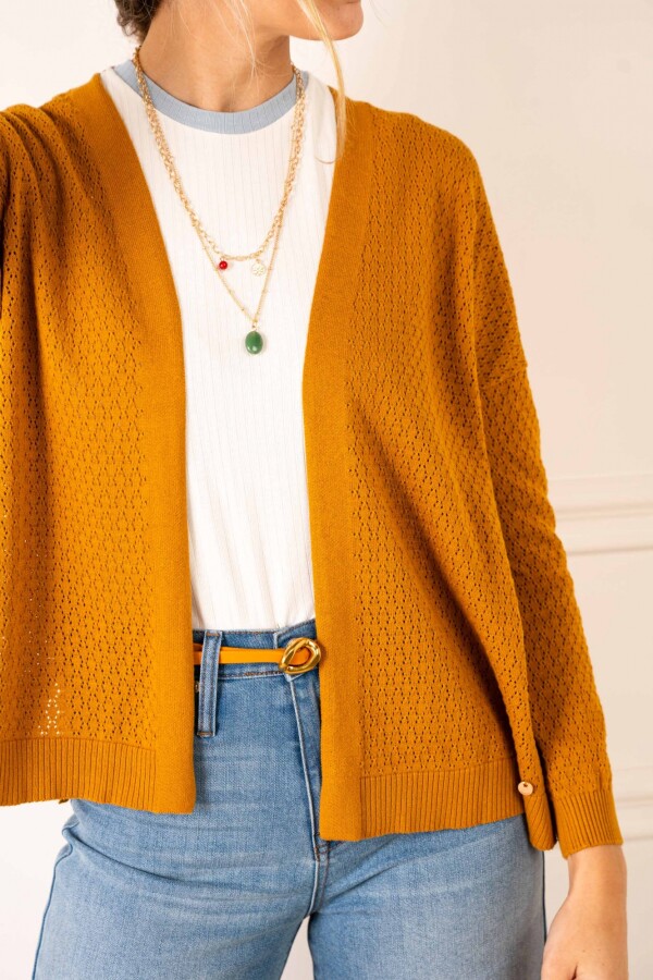 Cardigan Calados Ocre