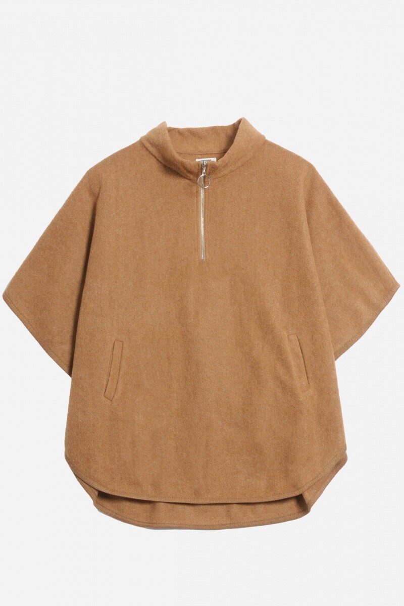 Poncho con cierre camel