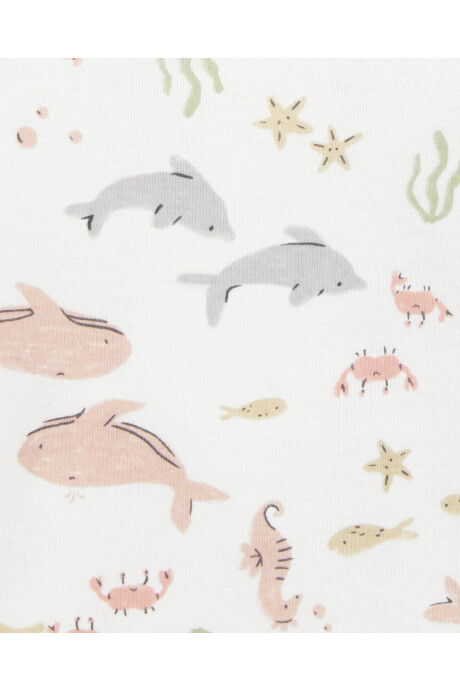 Pack cuatro bodies de algodón, diseño animales marinos Sin color