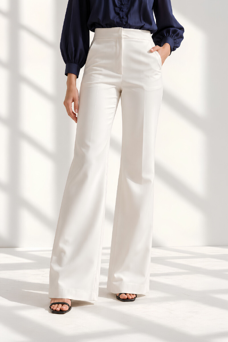 PANTALON P173/24 TIRO ALTO RECTO PRETINA CON BROCHE DE GANCHO Y BOL OJAL - Natural 