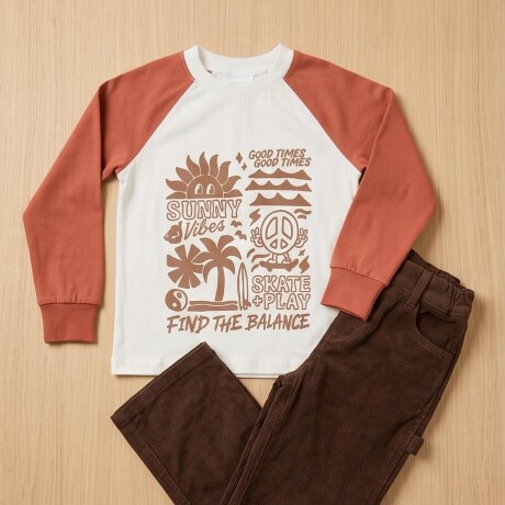 Remera Varón Manga Terracota Remera Varón Manga Terracota