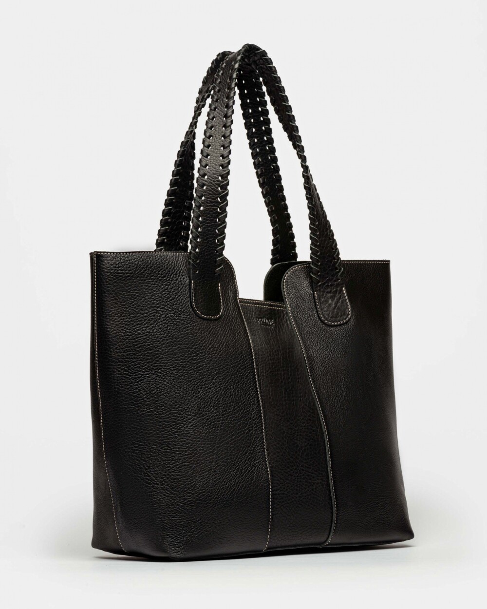 Shopper The Braided En Cuero Vegetal Liso Negro
