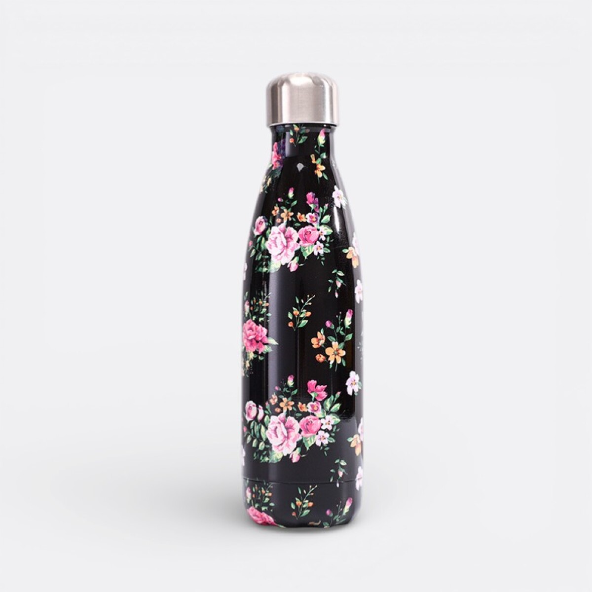 Botella Aluminio Estampada 500ml - Floreado Negro 