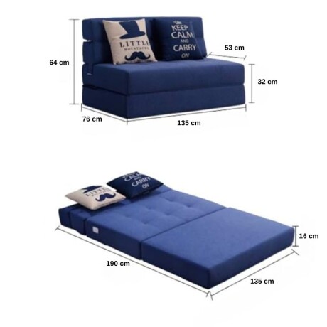 Sofa cama Foldie 2 cuerpos Azul