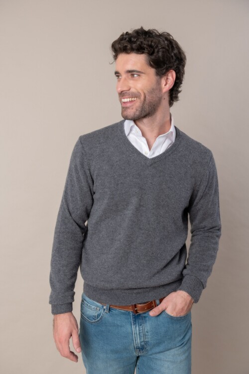 Sweater V lambswool Gris