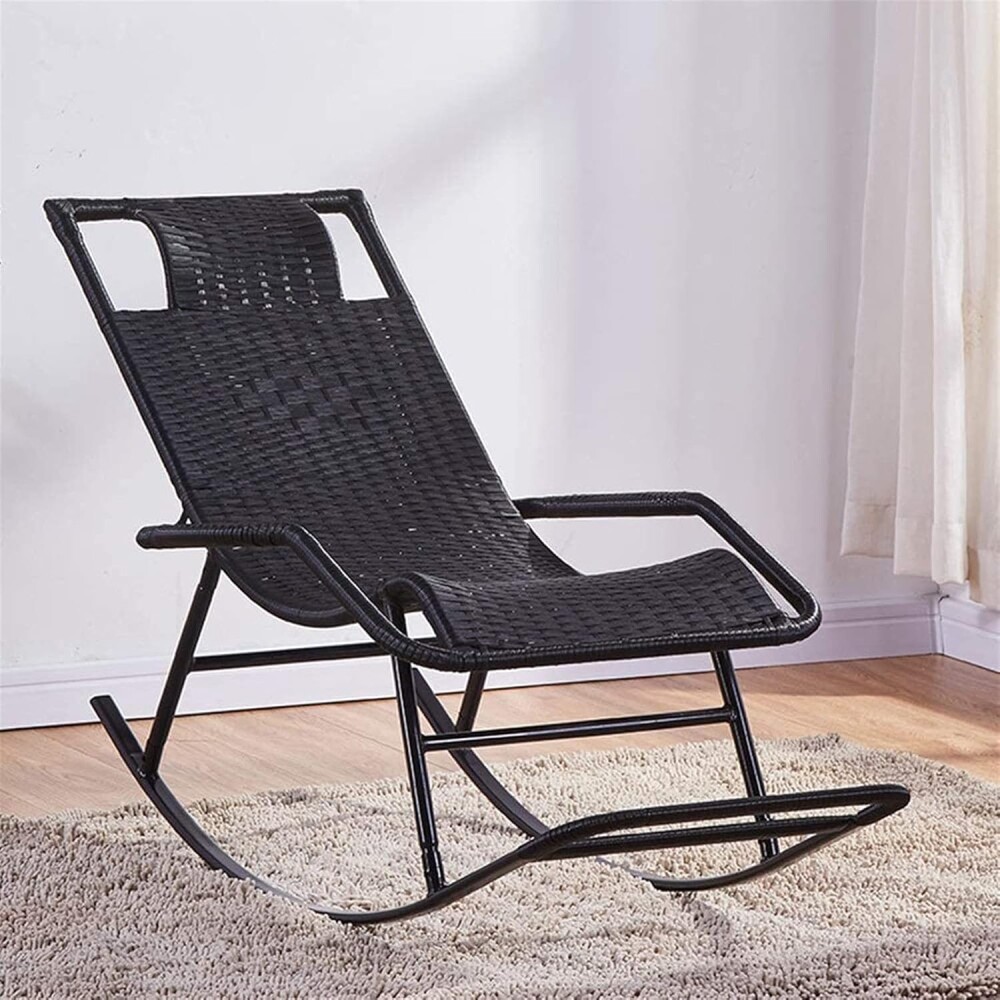 Silla Mecedora Mykonos ratán Negro