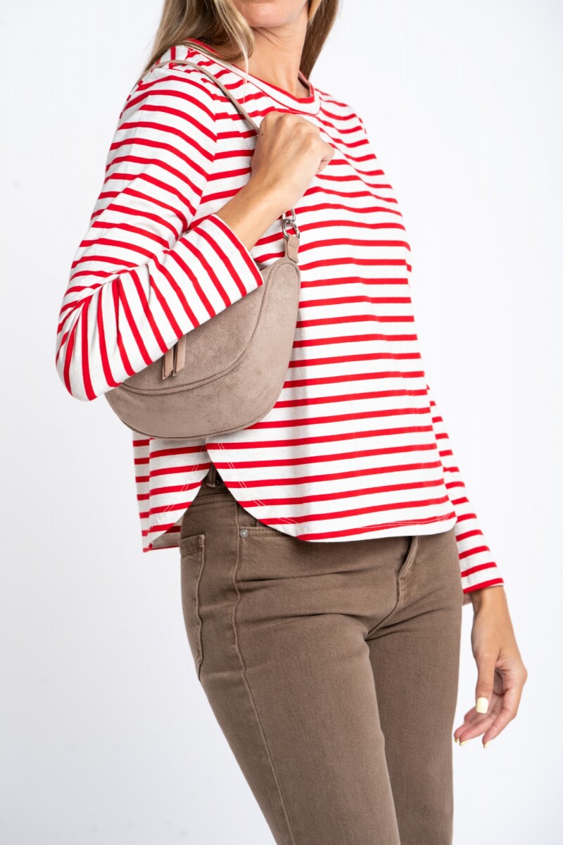 Remera Rayada Algodón Rojo