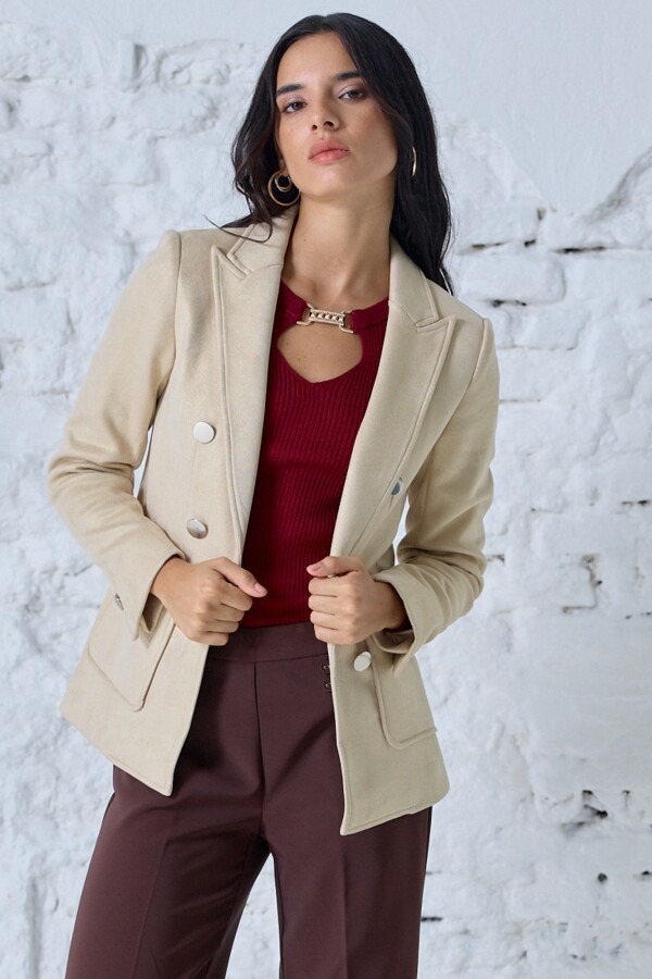 Blazer Botones Brillo BEIGE