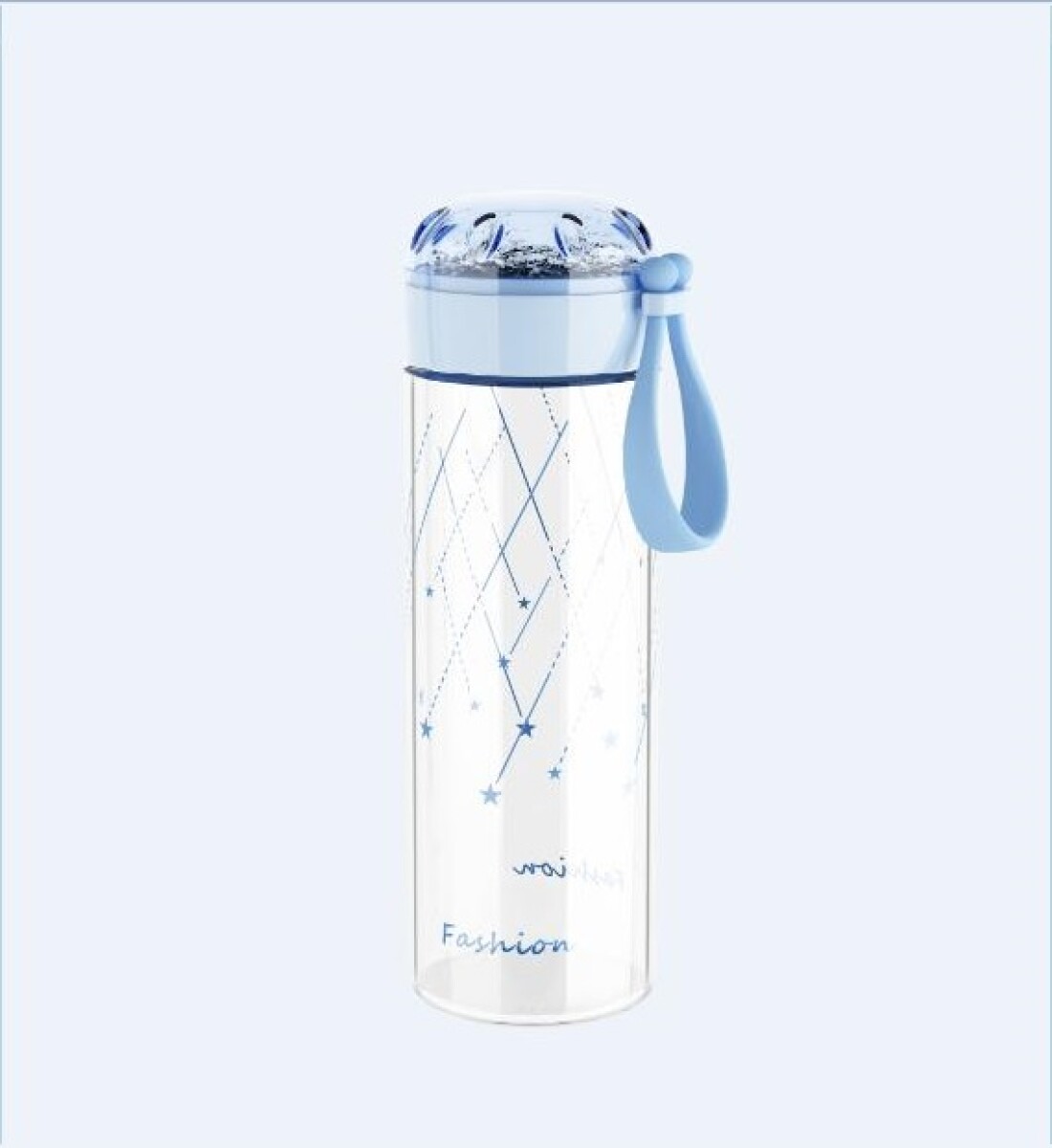 Botella vidrio Tapa Glitter - Azul 