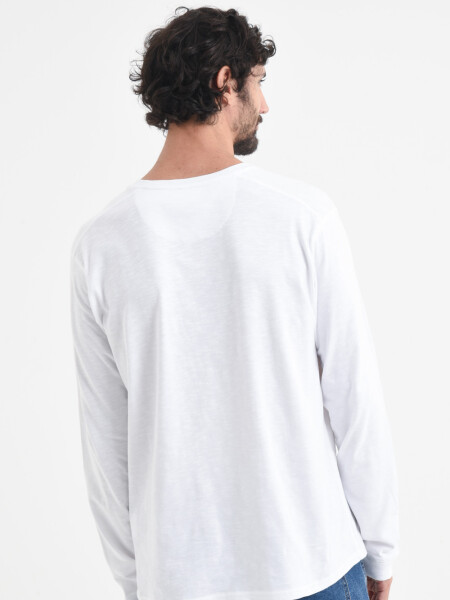 Remera manga larga con botones Blanco