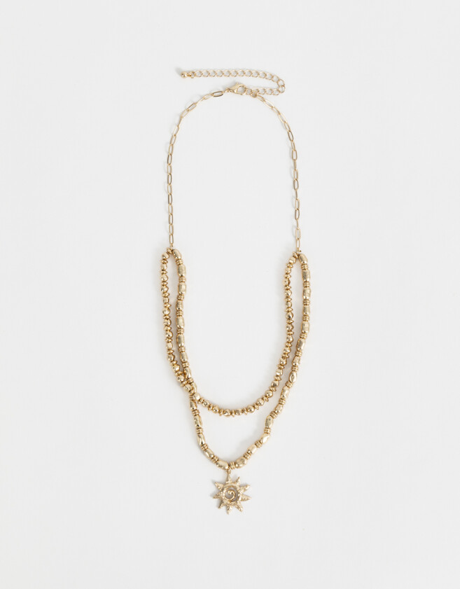 Collares Cortos Soles Collar Corto Metal Sun And Spirals - Dorado