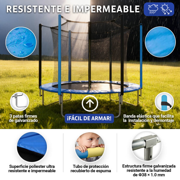 Cama Elastica 1.83 M Trampolin Saltarin Niños Adultos Grande Con Red Proteccion Imback Color Azul y Negro Cama Elastica 1.83 M Trampolin Saltarin Niños Adultos Grande Con Red Proteccion Imback Color Azul y Negro