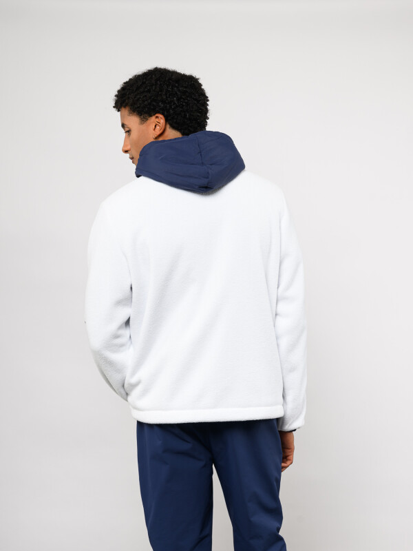 Campera De Polar Explor Nacional Hombre Blanco, Azul Marino