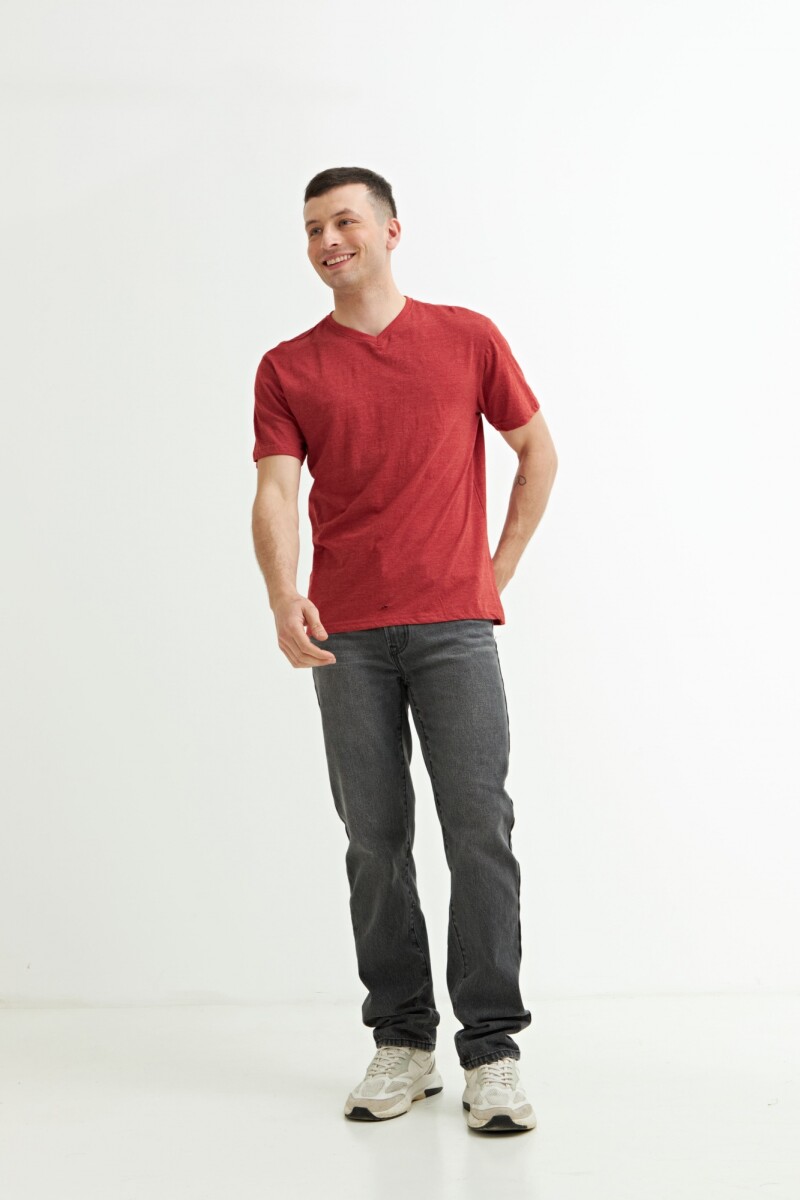 Remera escote V - Coral 