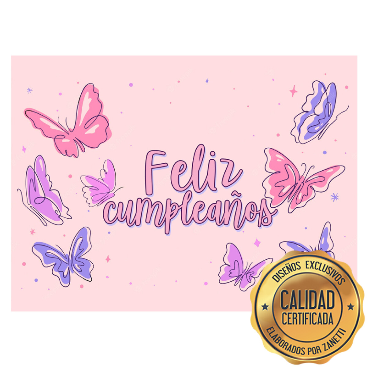 Lámina Feliz Cumpleaños - Rosa Rect. 