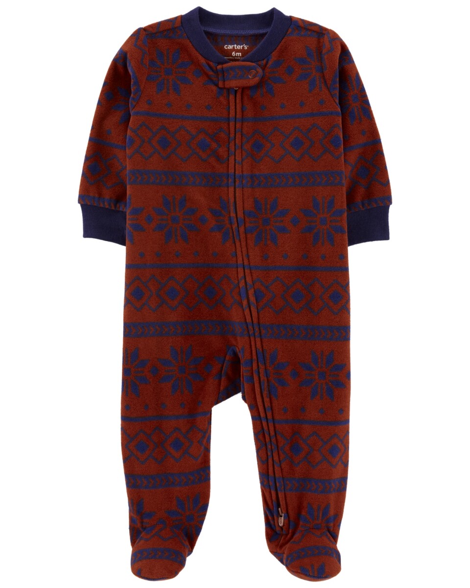 Pijama una pieza de micropolar, con pie, diseño azteca 