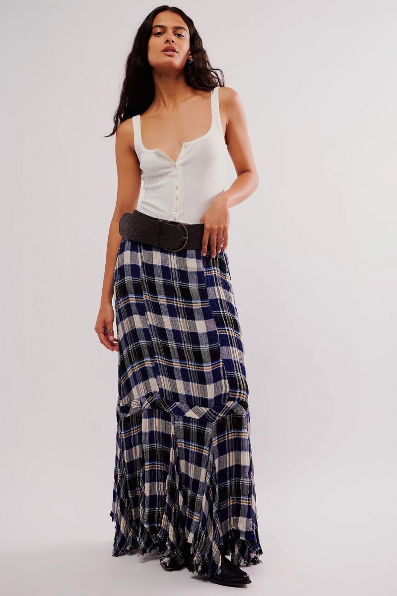 FALDA MAXI PLAID Azul