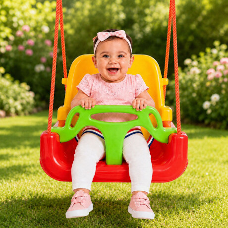 Hamaca Infantil 3en1 Adaptable Bebé Niño Plástico c/Cuerdas Rojo